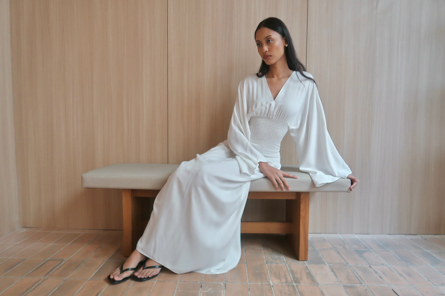 Drop-Waist Bodice Dress in White