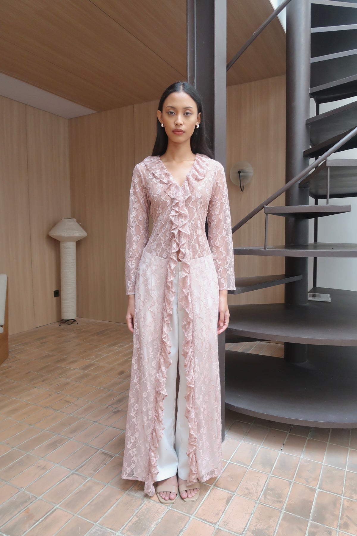 LULA Misprint Letter Lace Long Top in Pink | Limited Run
