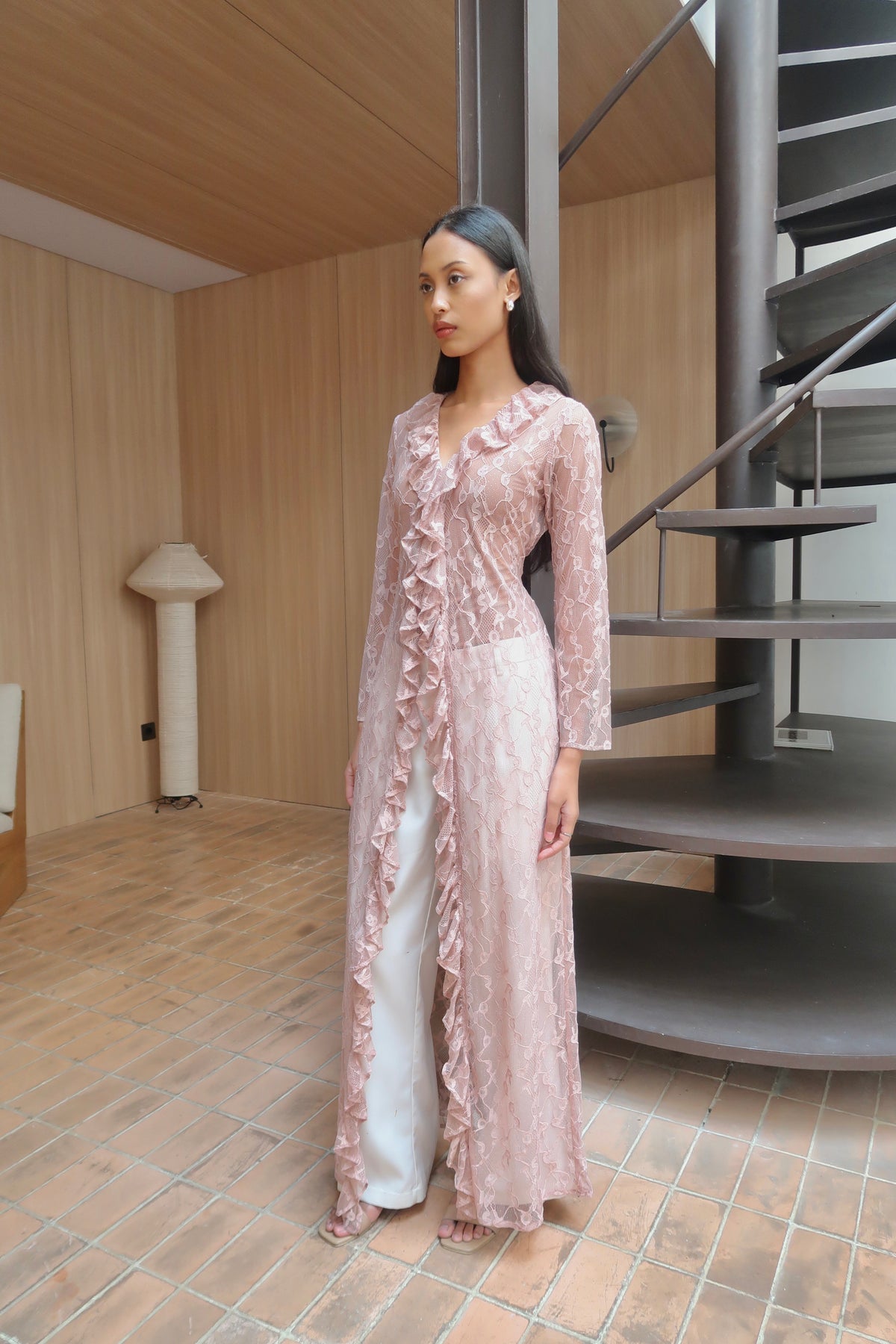 LULA Misprint Letter Lace Long Top in Pink | Limited Run
