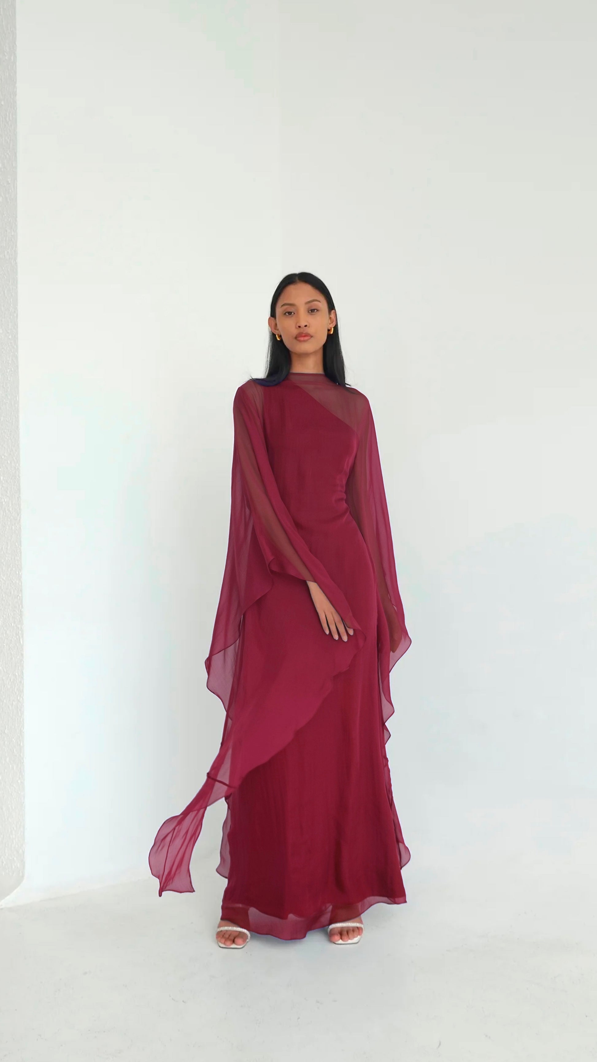 Pure Silk Dress in Red Maroon – Esmé New York