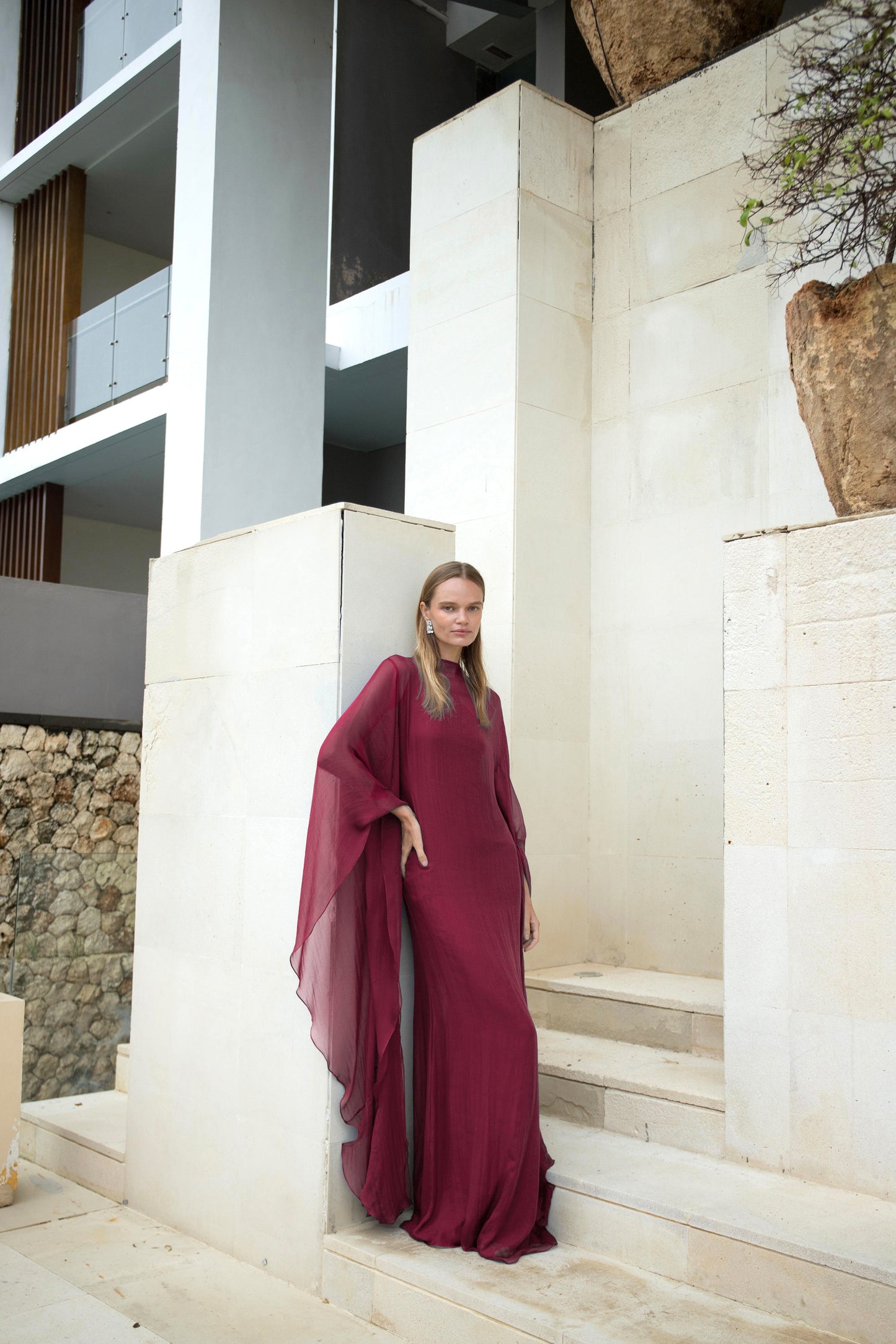Pure Silk Dress in Red Maroon