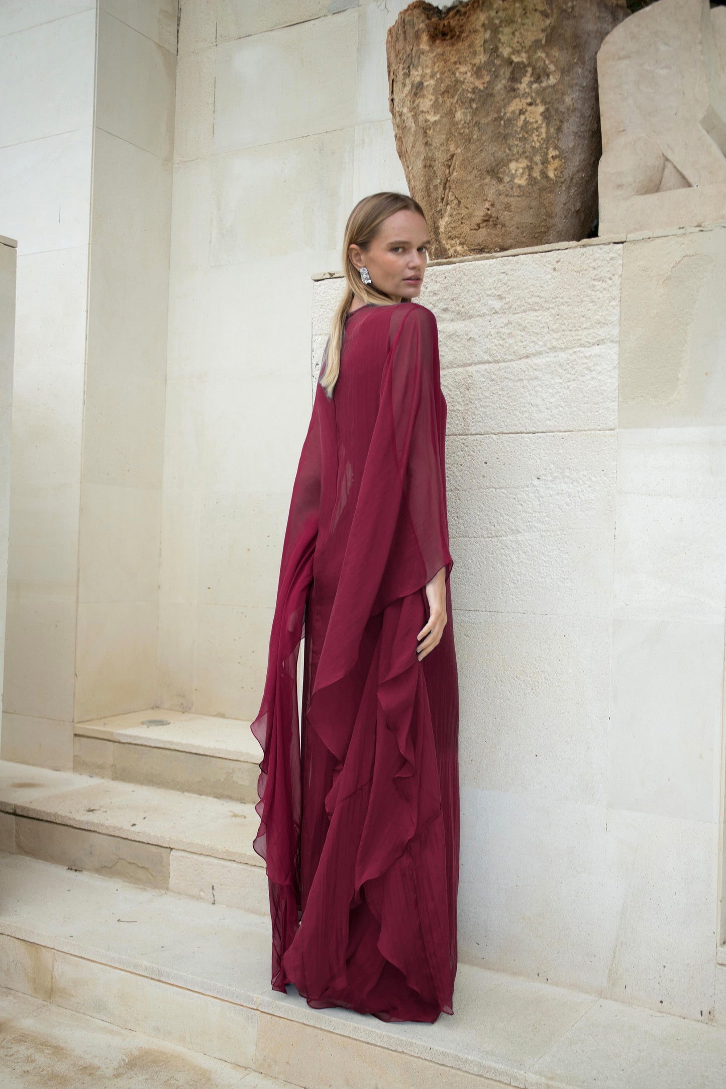 Pure Silk Dress in Red Maroon
