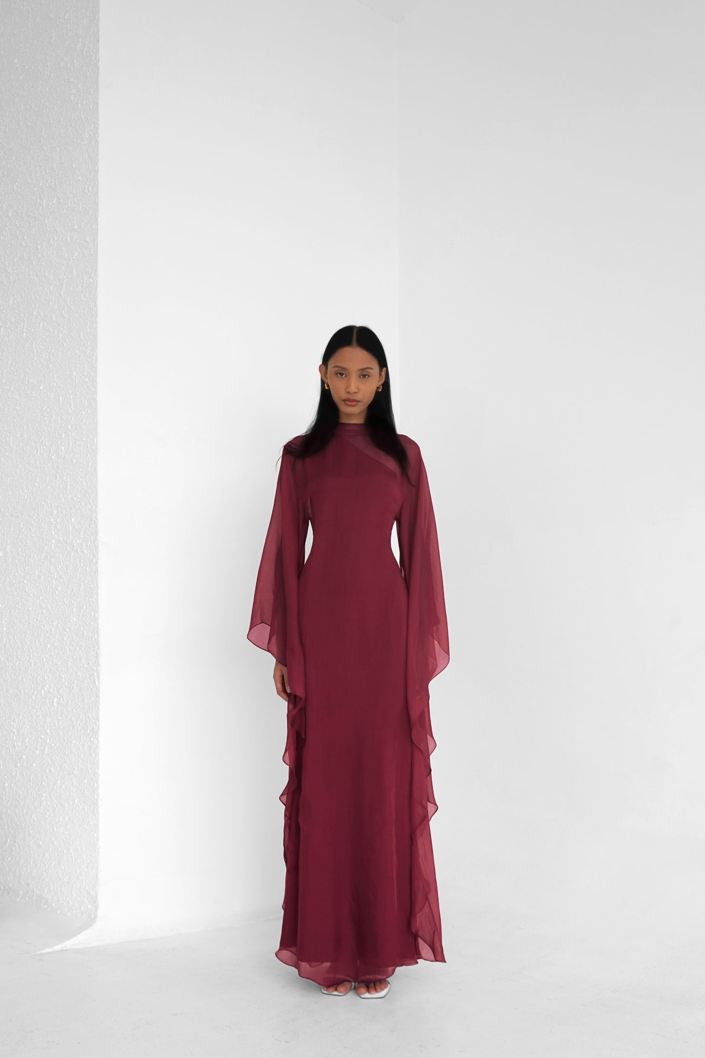 Pure Silk Dress in Red Maroon