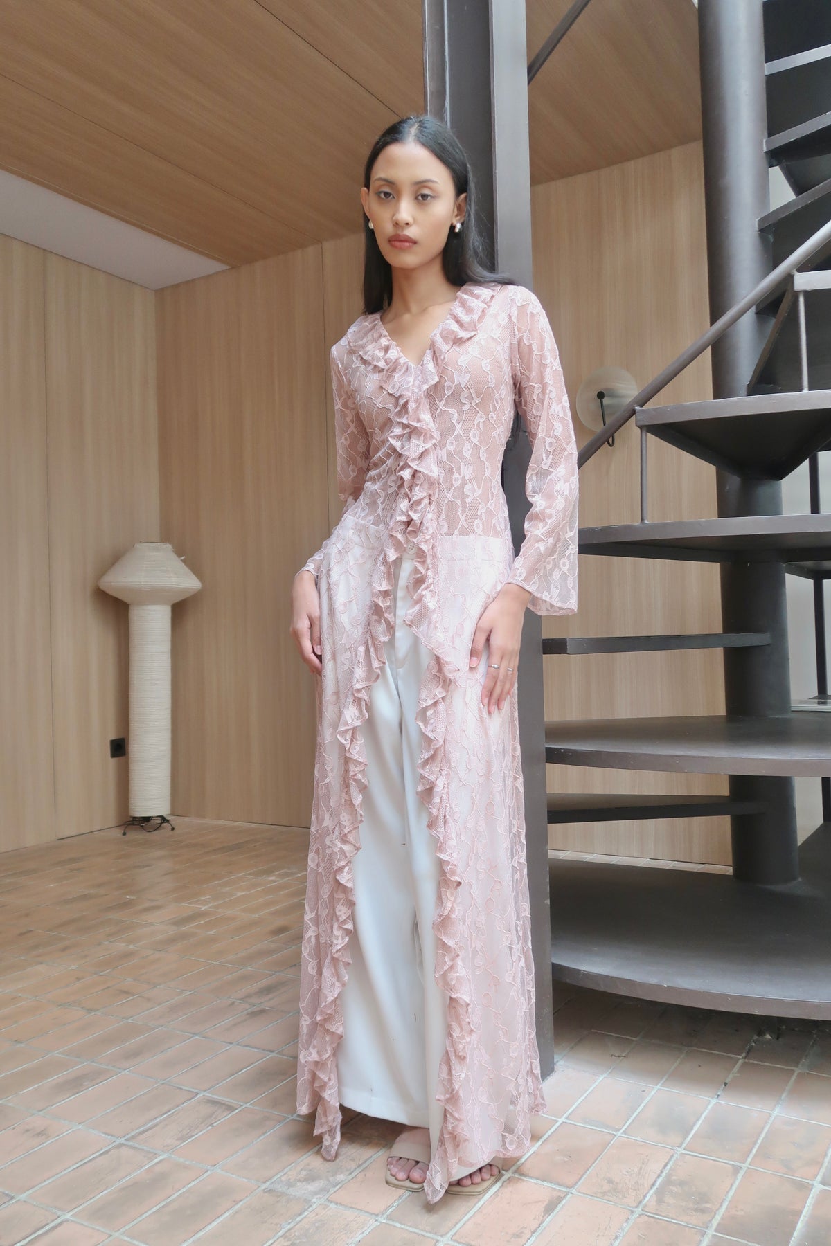 LULA Misprint Letter Lace Long Top in Pink | Limited Run