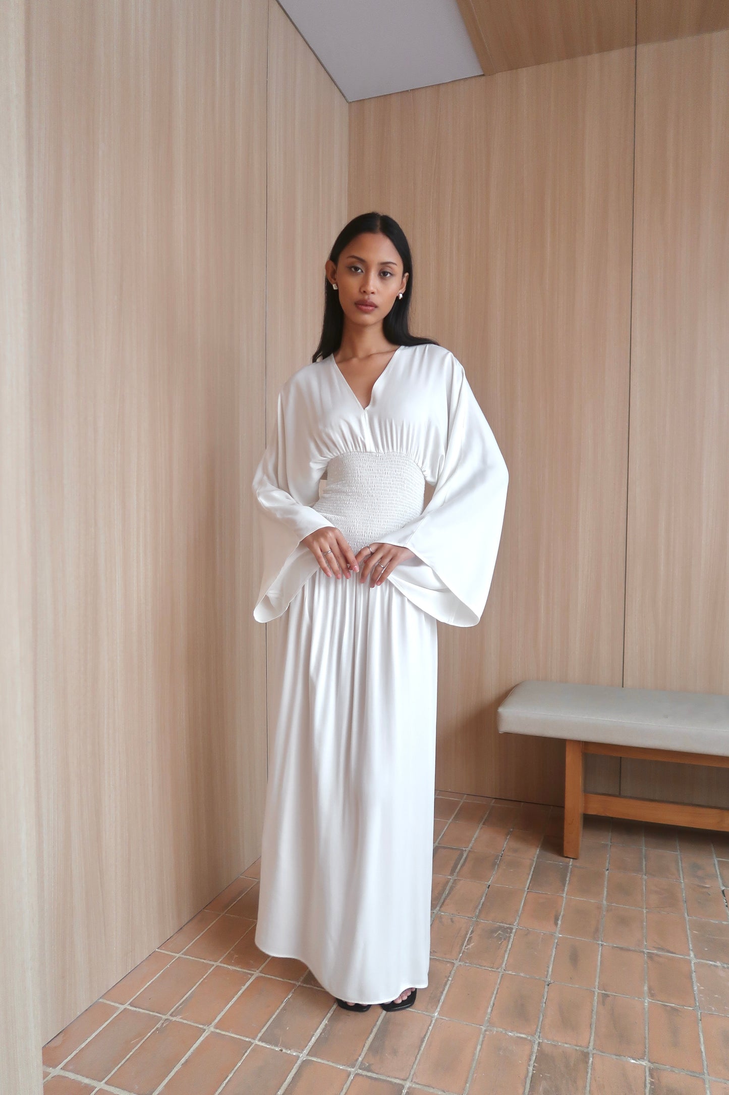 Drop-Waist Bodice Dress in White